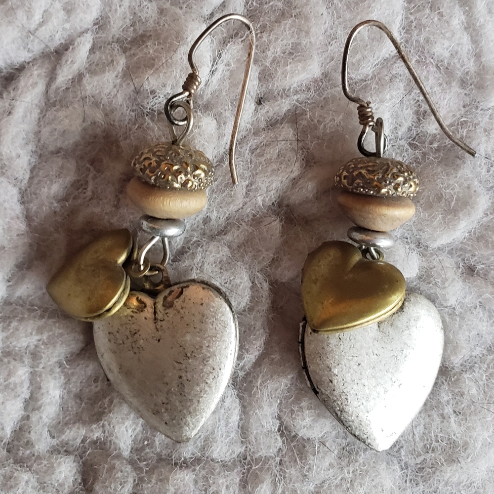 Vintage Style Mixed Metal Locket Earrings